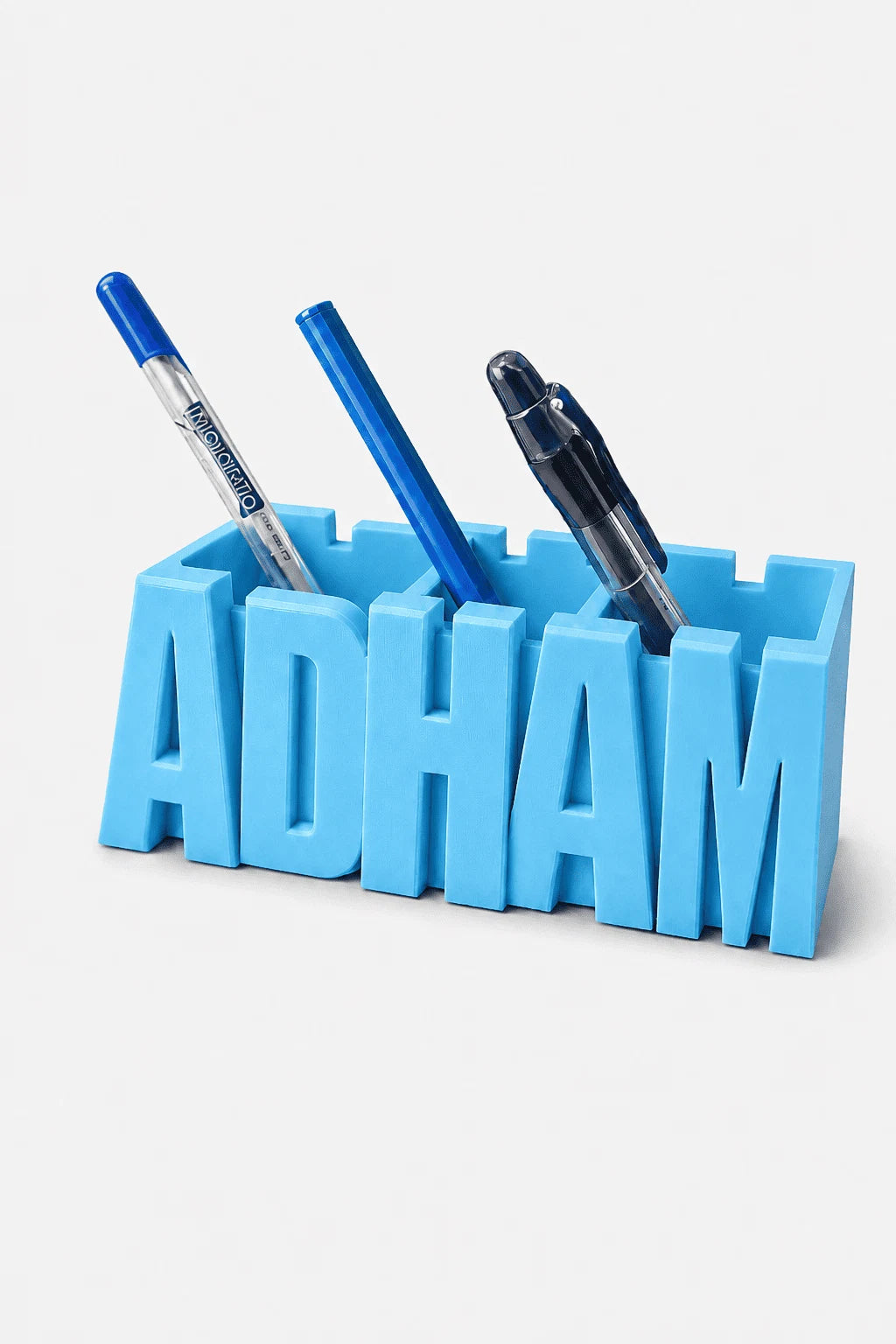 Name Pen Holder, Blocky font in Baby Blue