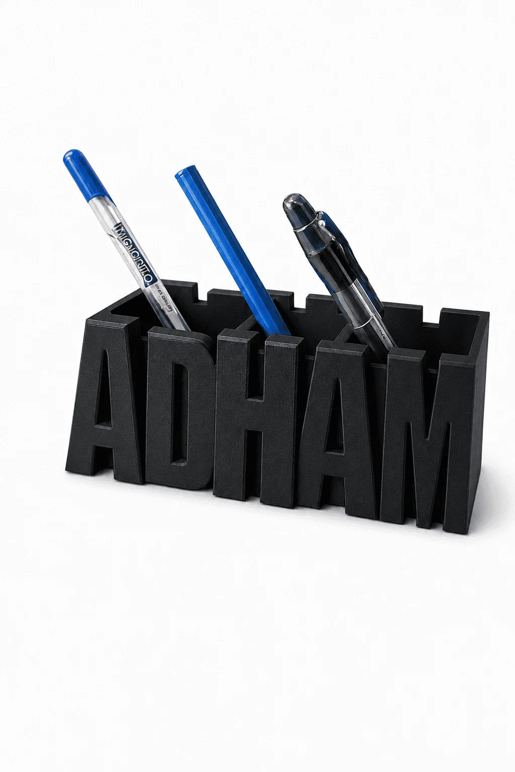 Name Pen Holder, Blocky font in Black