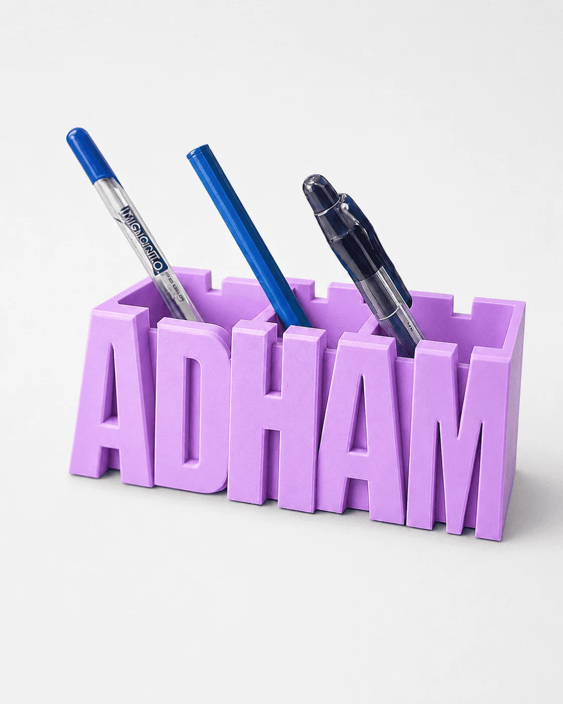 Name Pen Holder, Blocky font in Lilac