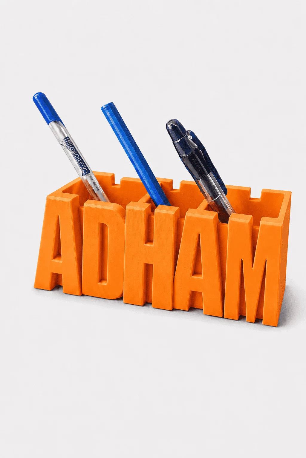 Name Pen Holder, Blocky font in Orange