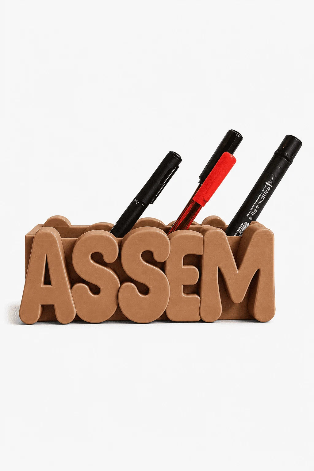 Name Pen Holder, Bubbly font in Brown